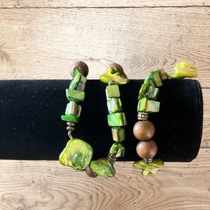 Lime green and brown stone/beads convertible Bracelet/necklace,OS